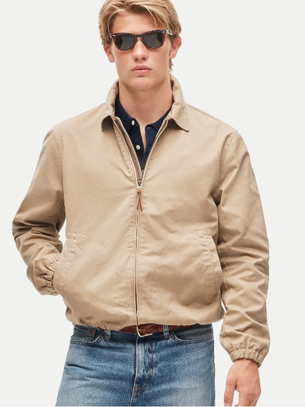 J crew commander khaki Harrington jacket in cotton twill